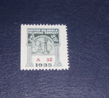 Canada Revenue Stamp BC Telephone Company BCT116 25 Cent Mint Back Of Book 1935