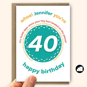 Funny 40th Birthday Card for her for him, personalised mum dad card - Bild 1 von 10