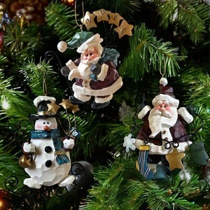 Skurriles Weihnachten 3er Set Ornamente Weihnachtsmänner & Schneemann - Bild 1 von 9