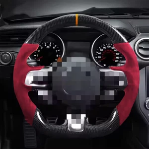 Real Carbon Fiber Sport Steering Wheel Fit Ford F150 Raptor 15-20 Red Alcantara - Picture 1 of 8