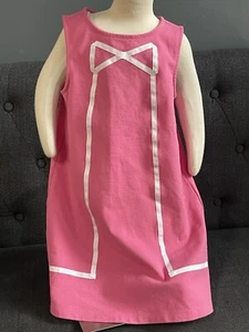 Janie And Jack Pink Sleeveless Girls Size 6 Dress White Ribbon Bow Trim Size 6 - Picture 1 of 8