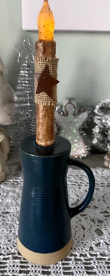 Candelabro cónico de cerámica azul Sibely caja y barril + temporizador cónico Foto 1 de 4