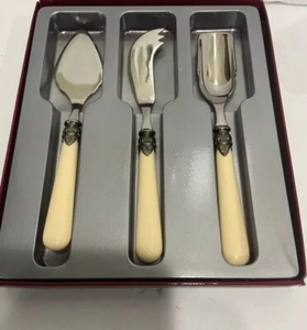 Vintage Inox 18/10 Italy Napoleon Ivory Appetizer Cheese Serving Set 3 Pc. - Picture 1 of 10