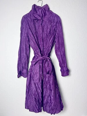 D&Y PURPLE Trench Jacket Pockets Long Sleeve Zip Button SIZE XL NEW - Image 1 of 4