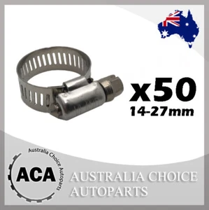 50 x Brand New Stainless Steel Hose Clamp 14mm to 27mm with 12.7mm width - Picture 1 of 1