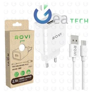 Rovi Chargeur Rapide + Câble Type-C À USB 2.1A 1M Chargeur De Voyage - Bild 1 von 3