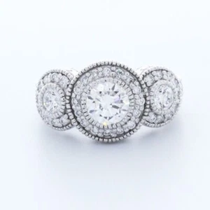 ANILLO DE COMPROMISO VINTAGE ORO BLANCO 14K CORTE REDONDO H/VS2 DIAMANTES NATURALES 2,41 CTW - Imagen 1 de 7
