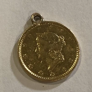 1853 $1 Liberty Head Gold Dollar Pendant Charm. - Picture 1 of 5