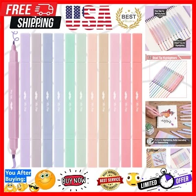 Juego de iluminadores de doble punta no tóxicos - Pasteles vibrantes para sesiones de estudio elegantes Foto 1 de 4