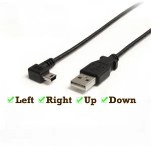 Câble Adaptateur Chargeur USB 2.0 A vers Mini B Angle Haut Gauche Mâle 27cm - Photo 1 sur 14