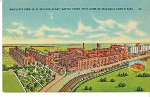 1940'S W.K. KELLOGG PLANT. BATTLE CREEK, MICHIGAN. POSTCARD TICHNOR BROS - Picture 1 of 2
