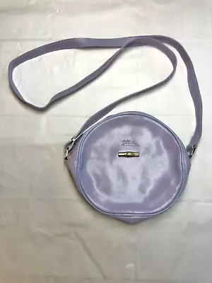 Designer Longchamp Round Purple Leather Crossbody Bag Purse Satchel Zip Close - Image 1 of 4