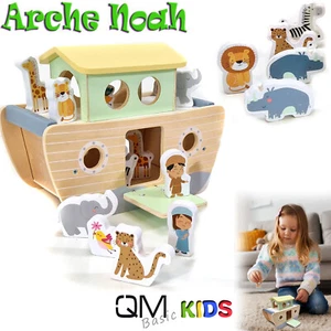 Arche Noah Holz Spielzeug für Kinder ab 2 Jahre Figuren Schiff Tiere Stecken - Bild 1 von 11