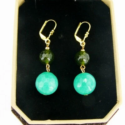 BAILYSBEADS edel Peridot & Smaragd Ohrringe Ohrhänger vergoldet neu R43 - Bild 1 von 3