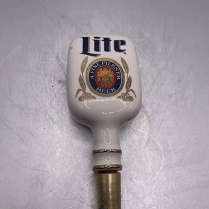 Vintage Ceramic MILLER LITE Tap Handle Fine Pilsner Beer Tap Handle 5 3/4” - Picture 1 of 8