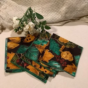 6 Vintage brown green Fall leaves napkins 14.5"x14.5" tableware thanksgiving - Picture 1 of 11