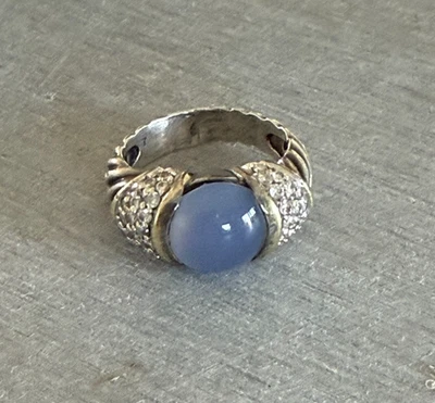 Anel de calcedônia David Yurman prata esterlina 925 ouro 18K tamanho 4 - Imagem 1 de 4