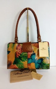 NWT Patricia Nash Leather Rienzo Satchel, Watercolor Butterfly Multi Color - Picture 1 of 13