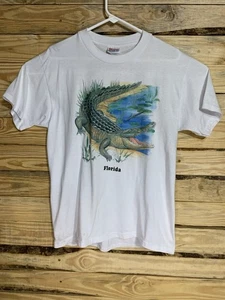 VTG 90s Hanes Florida Alligator T Shirt Sz M White Tourist Souvenir Graphic Tee - Picture 1 of 13