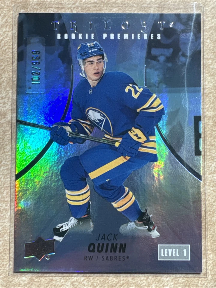 2022-23 Upper Deck Trilogy Jack Quinn Rookie Premieres 102/999 Sabres #142 - Image 1 of 3