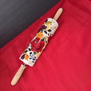 Pioneer Woman Fall Harvest Floral Ceramic Rolling Pin w/ Wood Handles Large 18"L - Picture 1 of 11