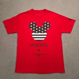 Disney Mickey Mouse Shirt Mens L Red NEFF Collab Stars Stripes Graphic Tee - Picture 1 of 9
