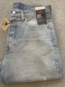 Levi’s 501 Original Premium Jeans Herren 31Wx30L Hellblau Distressed Button Fly - Bild 1 von 17