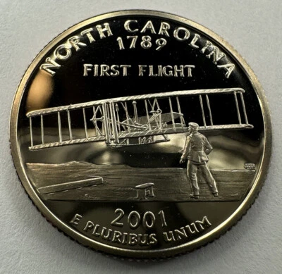 2001-S PROOF NORTH CAROLINA STATE QUARTER 25CENT COIN FROM US MINT PROOF SET - Image 1 of 4