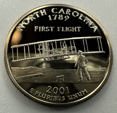 2001-S PROOF NORTH CAROLINA STATE QUARTER 25CENT COIN FROM US MINT PROOF SET Cover