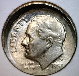 1988 ERROR OFF CENTER Roosevelt Dime Coin O/C RV Scrape LOT #7 NR + FREE SHIP - Picture 1 of 4