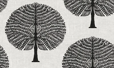 BLACK Mulberry Tree Cotton Fabric Natural Home Decor Material Curtains 55" Wide - Image 1 of 4
