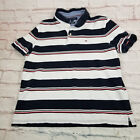 Tommy Hilfiger Polo Shirt Mens Size Large White Red Striped Short Sleeve Casual