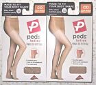 2 Pr Peds Ladies Silky Sheer Comfort Panty Control Top Pantyhose CD Light Beige