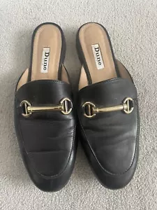 Dune Black Leather Slip On Mules Size 5 but fit Like A Size 4. - Picture 1 of 4