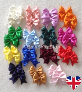 Pair of Satin Ribbon Hair Bow small Alligator Clips Bridesmaid School 🇬🇧 - Picture 1 of 38