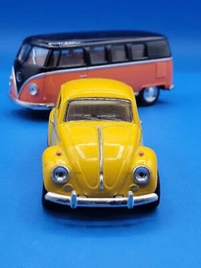Lot of 2 KINSMART Diecast Cars Vintage VW Volkswagen Beetle Bug & Van - Picture 1 of 18