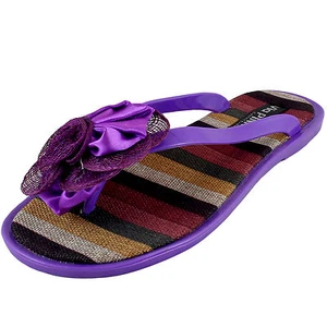 Nuevos zapatos para mujer moda sandalias t correa puntera abierta informal verano flor púrpura - Imagen 1 de 4