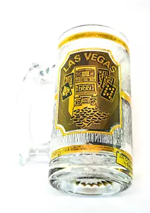 RARE MID CENTURY CULVER ' ICICLE' DESIGN LAS VEGAS BEER MUG, MINT, 22 KT. GOLD - Picture 1 of 10