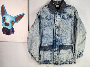 Chaqueta vaquera vintage Walls para hombre forrada de franela azul lavado ácido denim talla L - Imagen 1 de 11