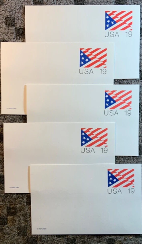 Lot of 5 .19 cent Flag Postcards. Unused. 1991 - Image 1 of 1