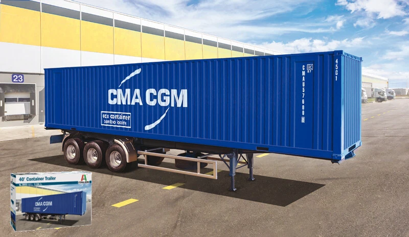 Modellino camion kit di montaggio Italeri  CONTAINER TRAILER 40 FEET KIT 1:24... - Immagine 1 di 1