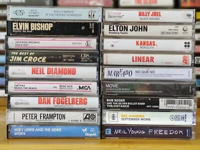 Elton John–Huey Lewis–Mareado–Peter Frampton: 18 Cassette Tapes Rock Pop Tested Foto 1 de 3