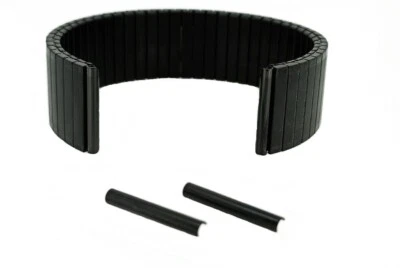 Eulit Cinturino Elastico Acciaio Inox Nero Ricambio Attacco 22mm 24mm - Immagine 1 di 4