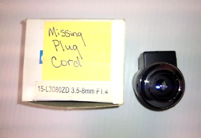 CC TV Video Lens 15-L3080ZD 3.5-8mm F1.4: Missing Plug Cord a - Image 1 of 4