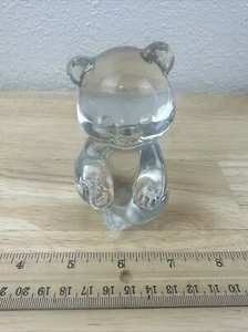 Vintage Fenton Bear Figurine Clear Glass Paperweight 3.75" Tall With Sticker - Picture 1 of 7