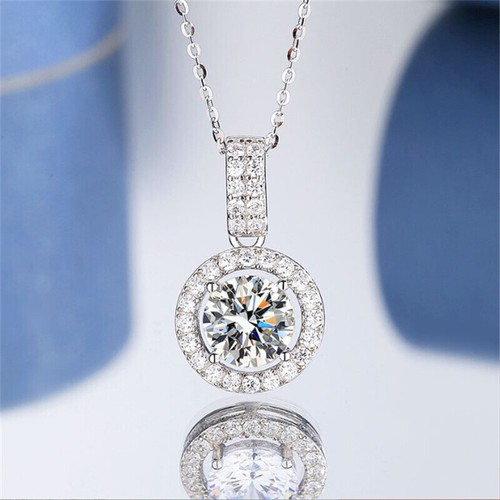 VETEMENTS Collana rotonda da donna in argento sterling 925 con moissanite certificata 1 10CT colore D