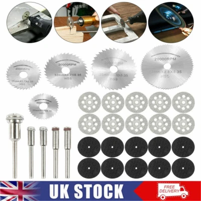 30x Diamond Cutting Discs Wheel Saw Blades Set+Drill Bit For Dremel Rotary Tools