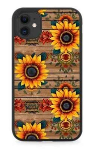 Vintage Sunflowers On Wood Print Rubber Phone Case Wooden Pallet Sunflower CV47 - Picture 1 of 2
