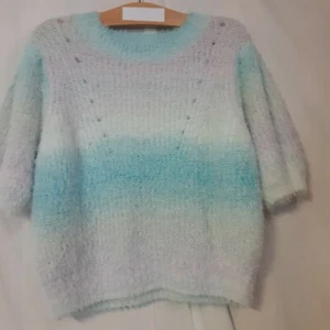 Wild Fable Womens Spacedye Short Sleeve Crewneck Pullover Multi Blue Sweater - Picture 1 of 5