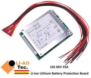 16S 60V 35A Li-Ion Litio 18650 Batería BMS PCB Placa de protección con equilibrio - Imagen 1 de 8